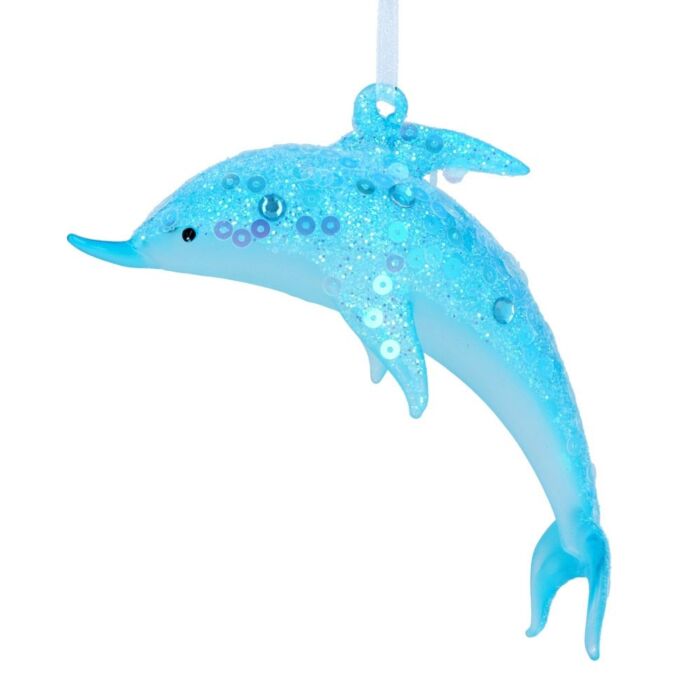Gisela Graham Blue Sequinned Dolphin Decoration